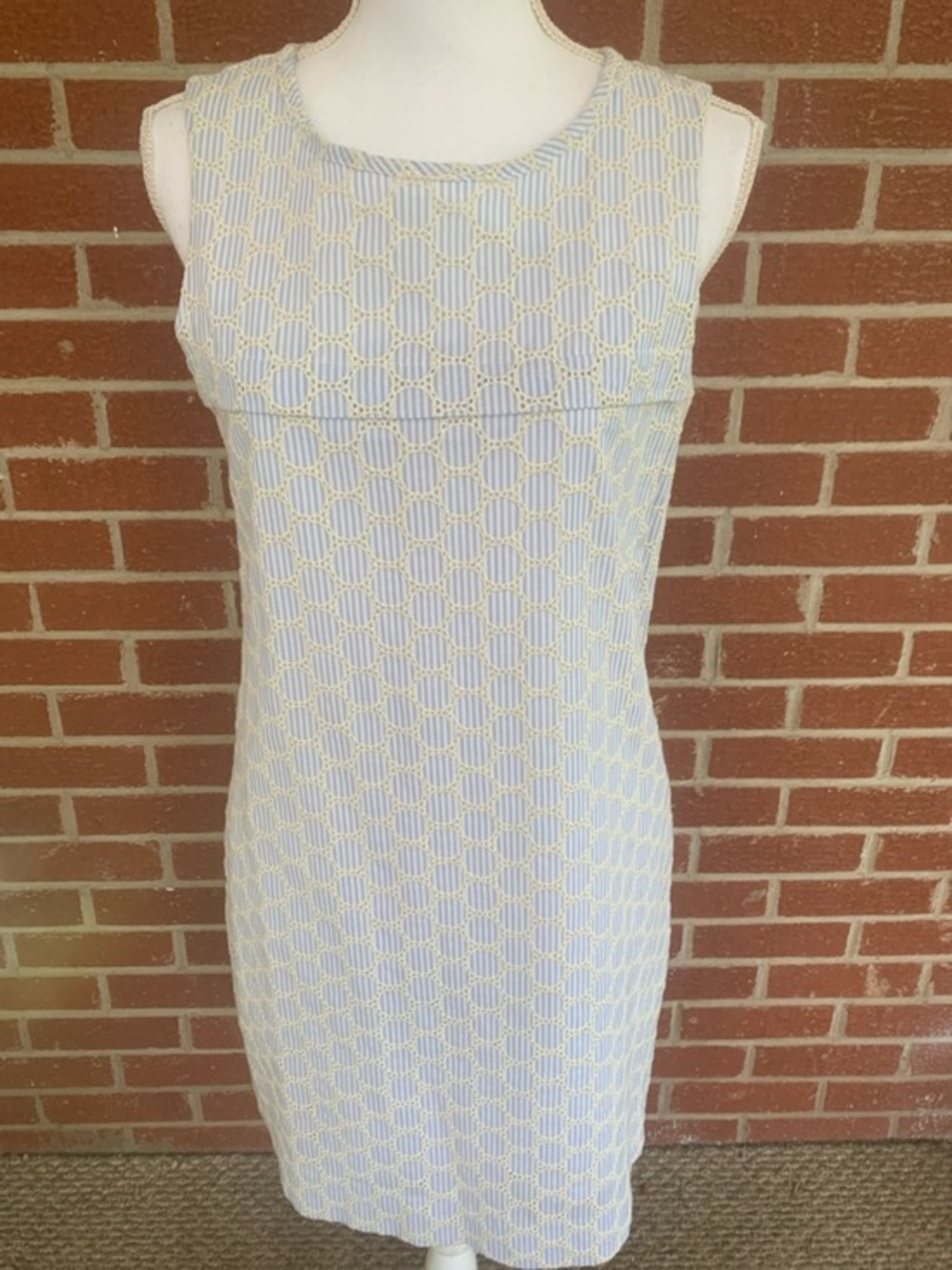 J Crew Dress with Cream Crochet Overlay and Black Tie